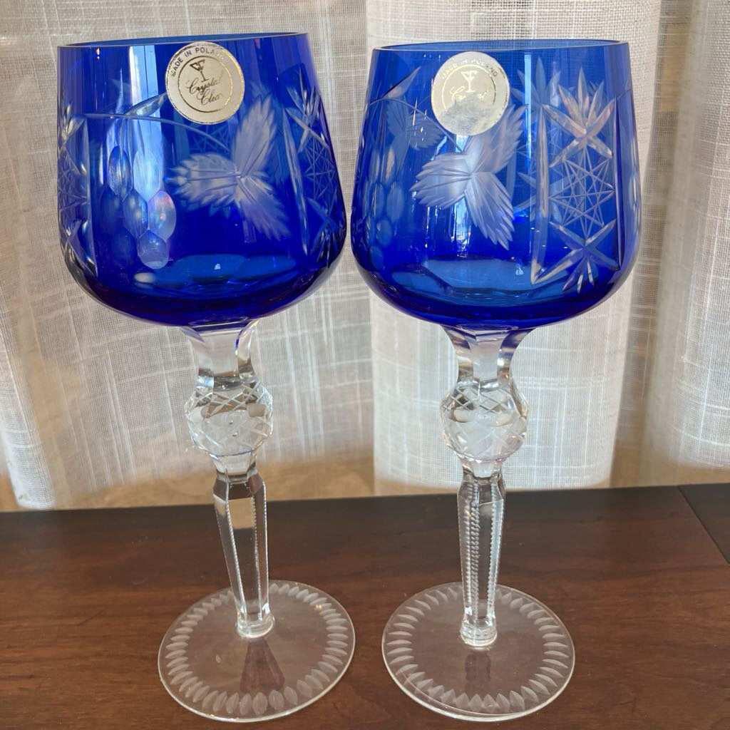 Vintage Poland Hortensja (Hortensia) Crystal Wine Glasses