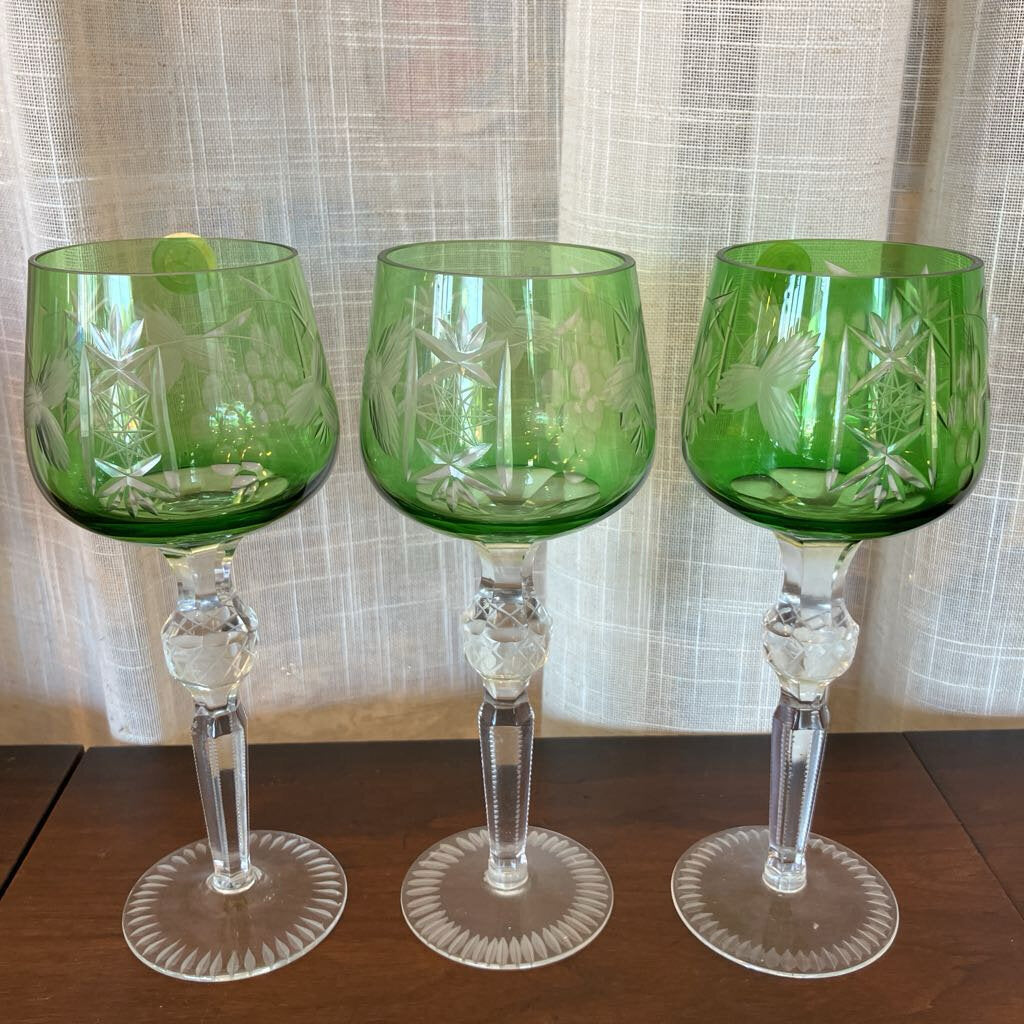 Vintage Poland Hortensja (Hortensia) Crystal Wine Glasses