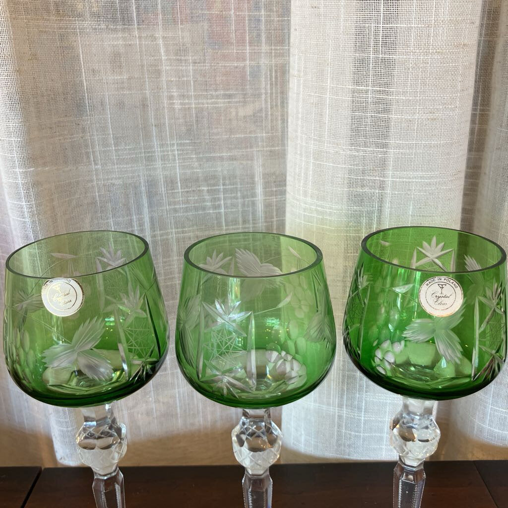 Vintage Poland Hortensja (Hortensia) Crystal Wine Glasses