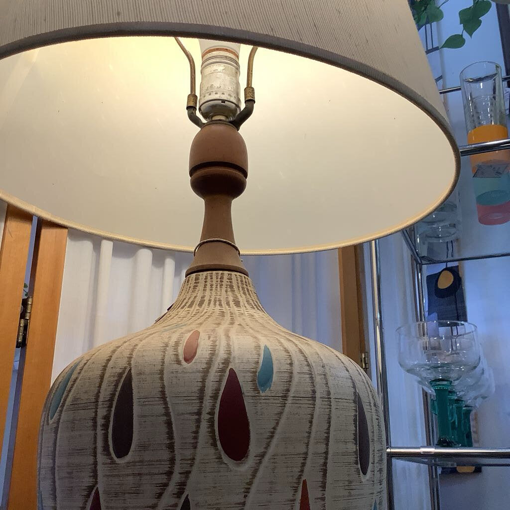 Mid Century Modern Lamp w/ Colored Teardrops