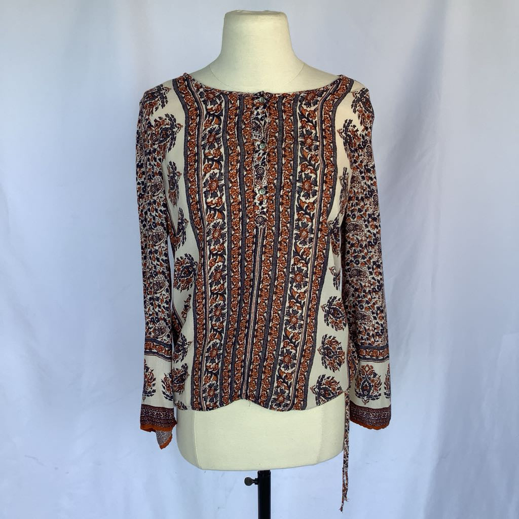 Boho Long Sleeve Waist Tie Top by Lucky Brand