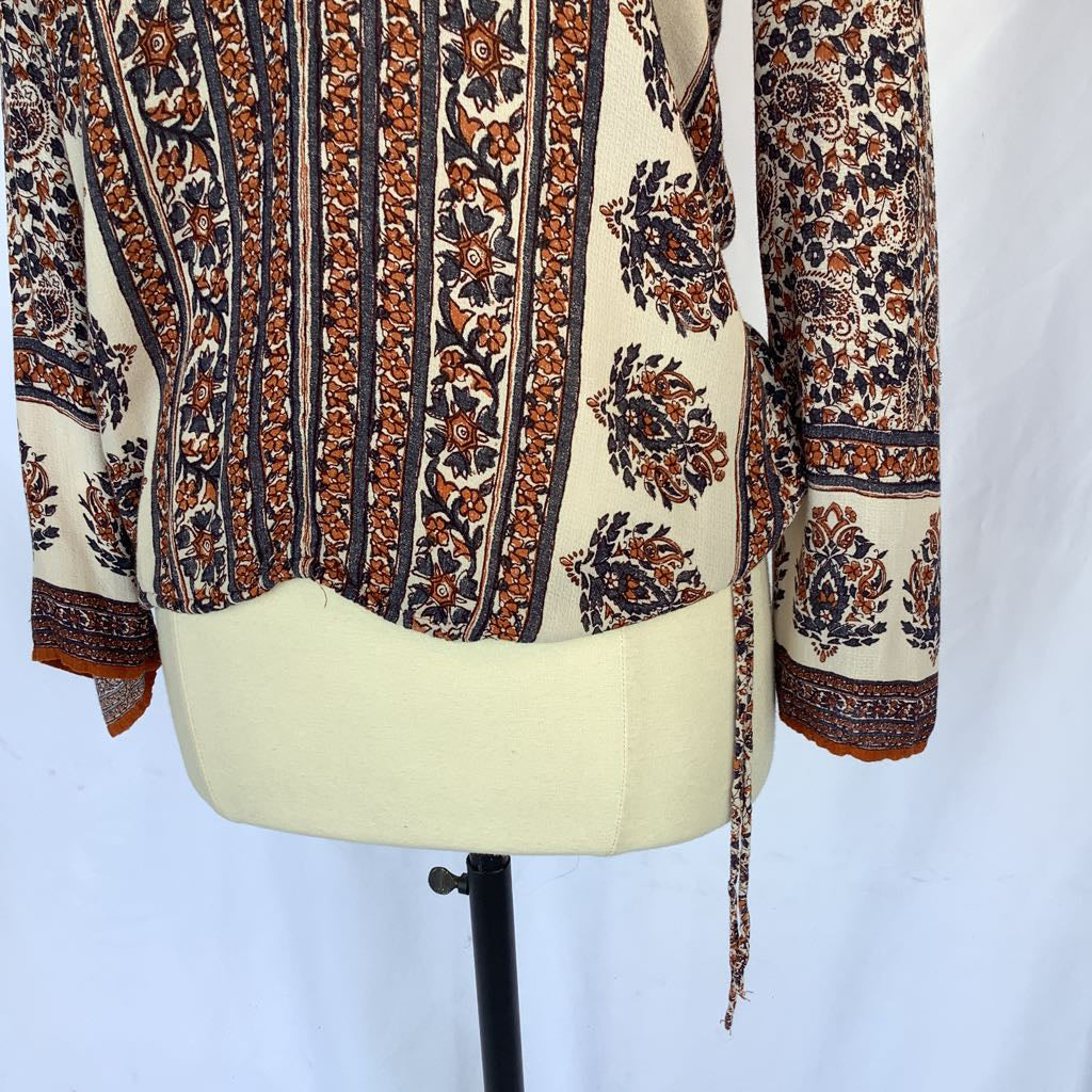 Boho Long Sleeve Waist Tie Top by Lucky Brand