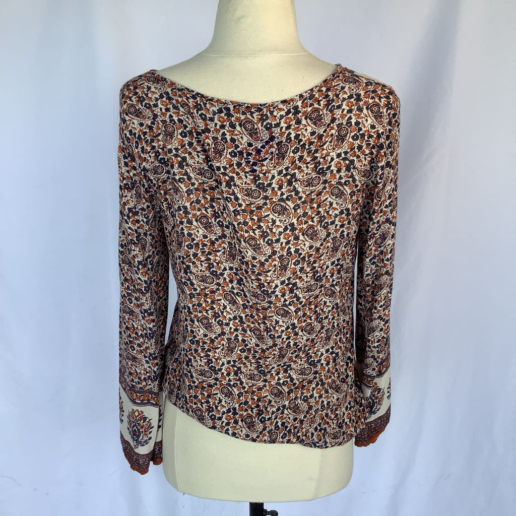 Boho Long Sleeve Waist Tie Top by Lucky Brand