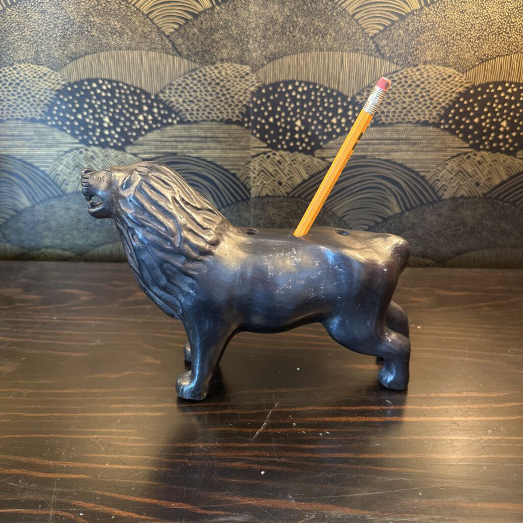 Vintage Black Lion Pencil / Pen Holder