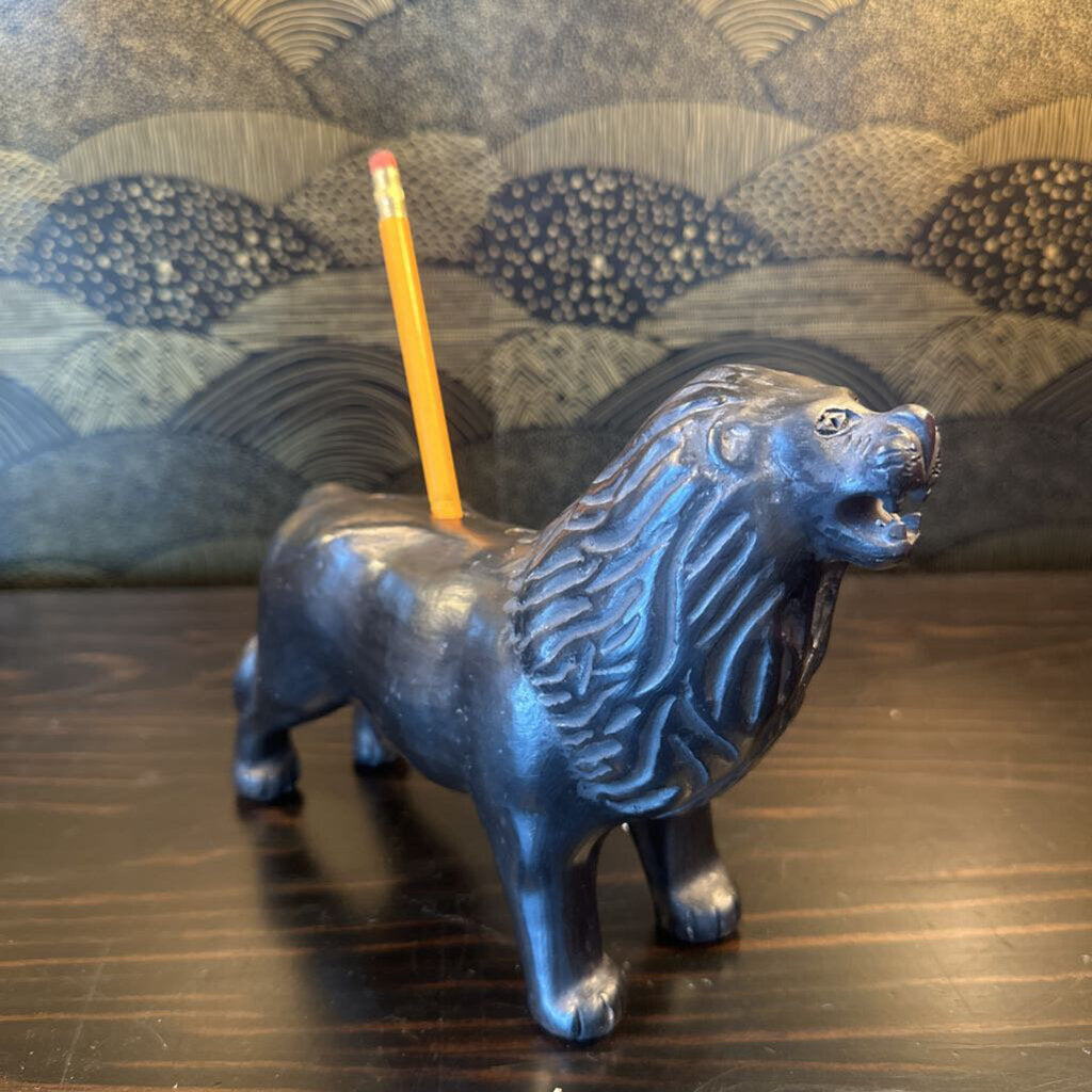 Vintage Black Lion Pencil / Pen Holder