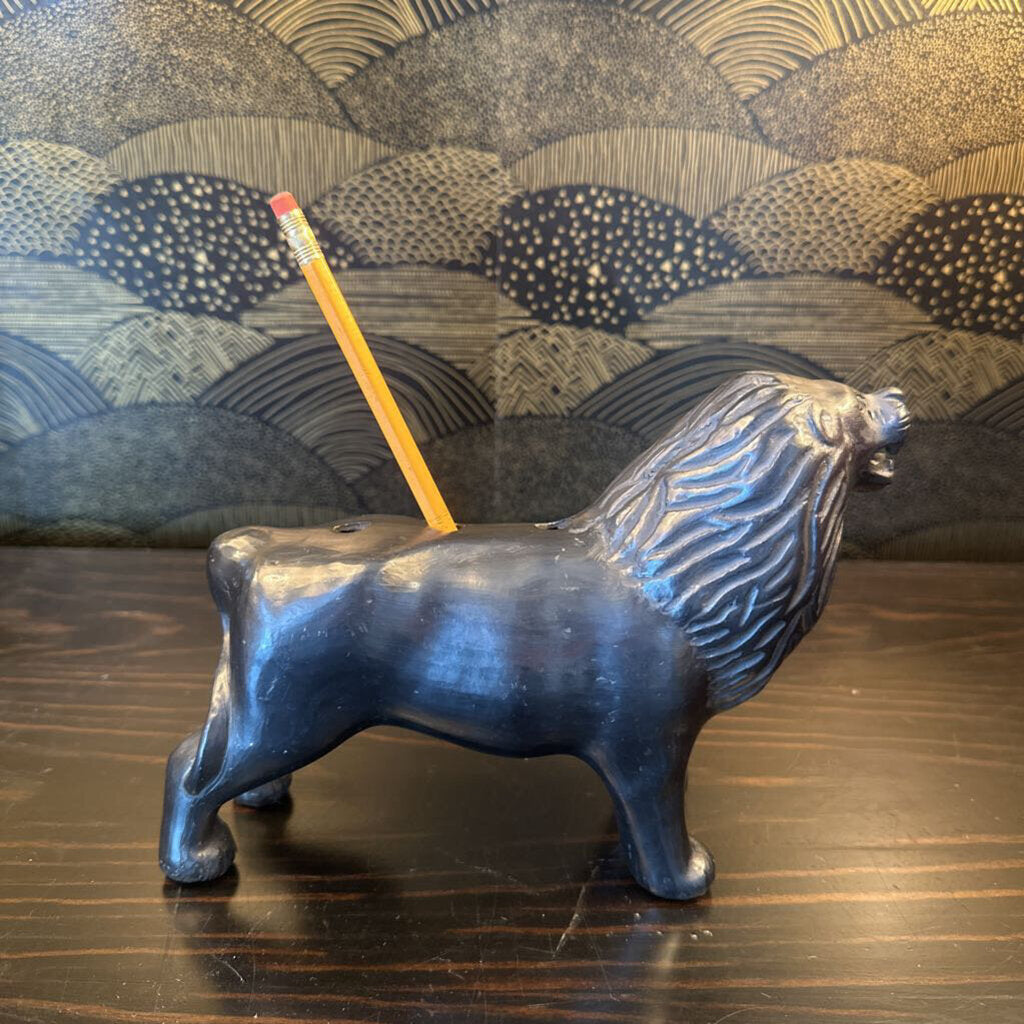 Vintage Black Lion Pencil / Pen Holder