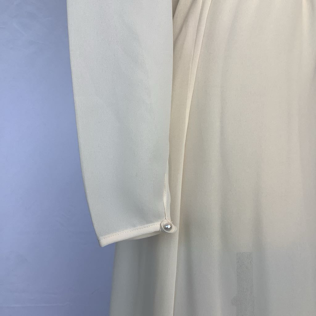 1970s Ursula of Switzerland Cream Midi w/ Back Floral Embroidery