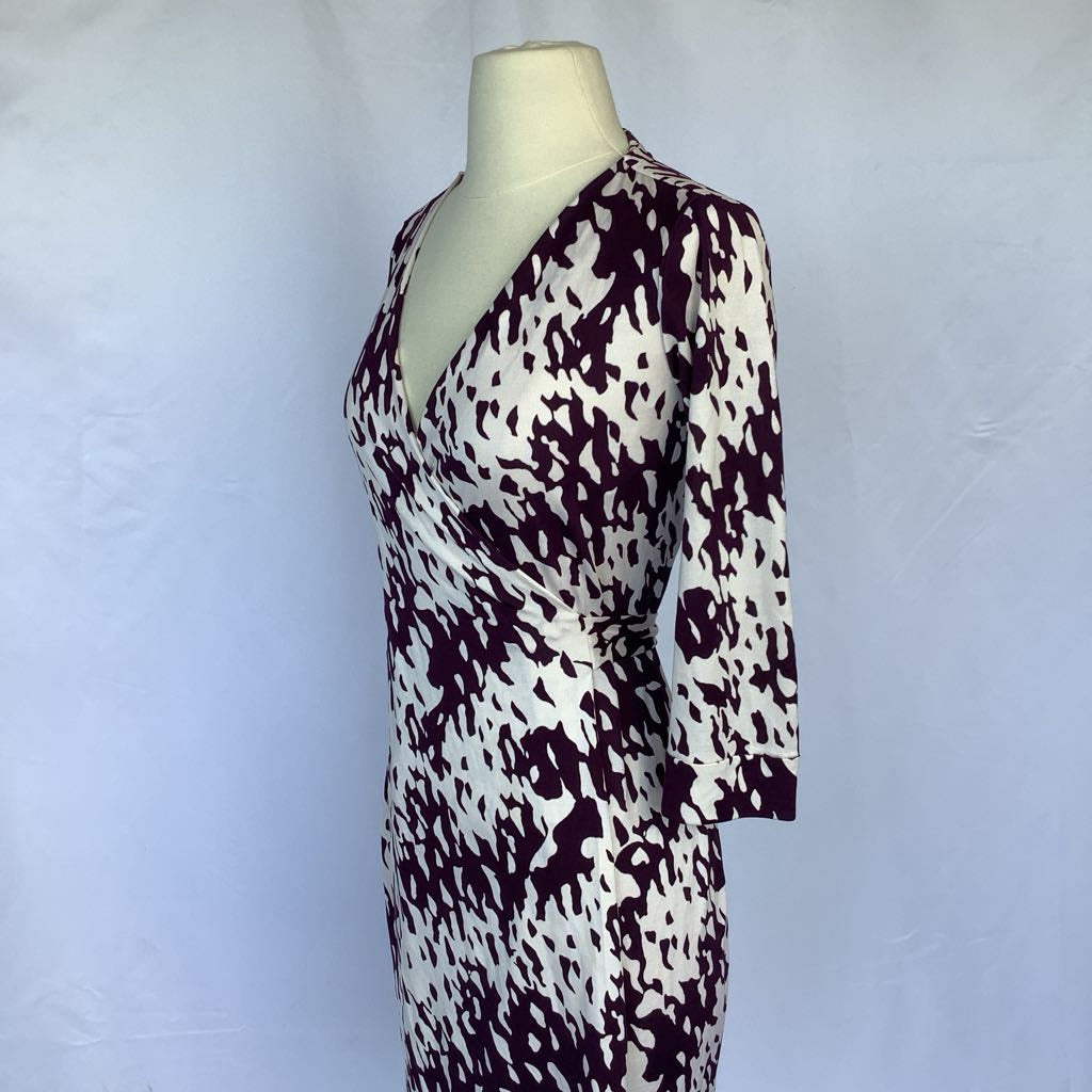 Diane von Furstenberg New Julian Two Silk Purple & White Print Wrap Dress