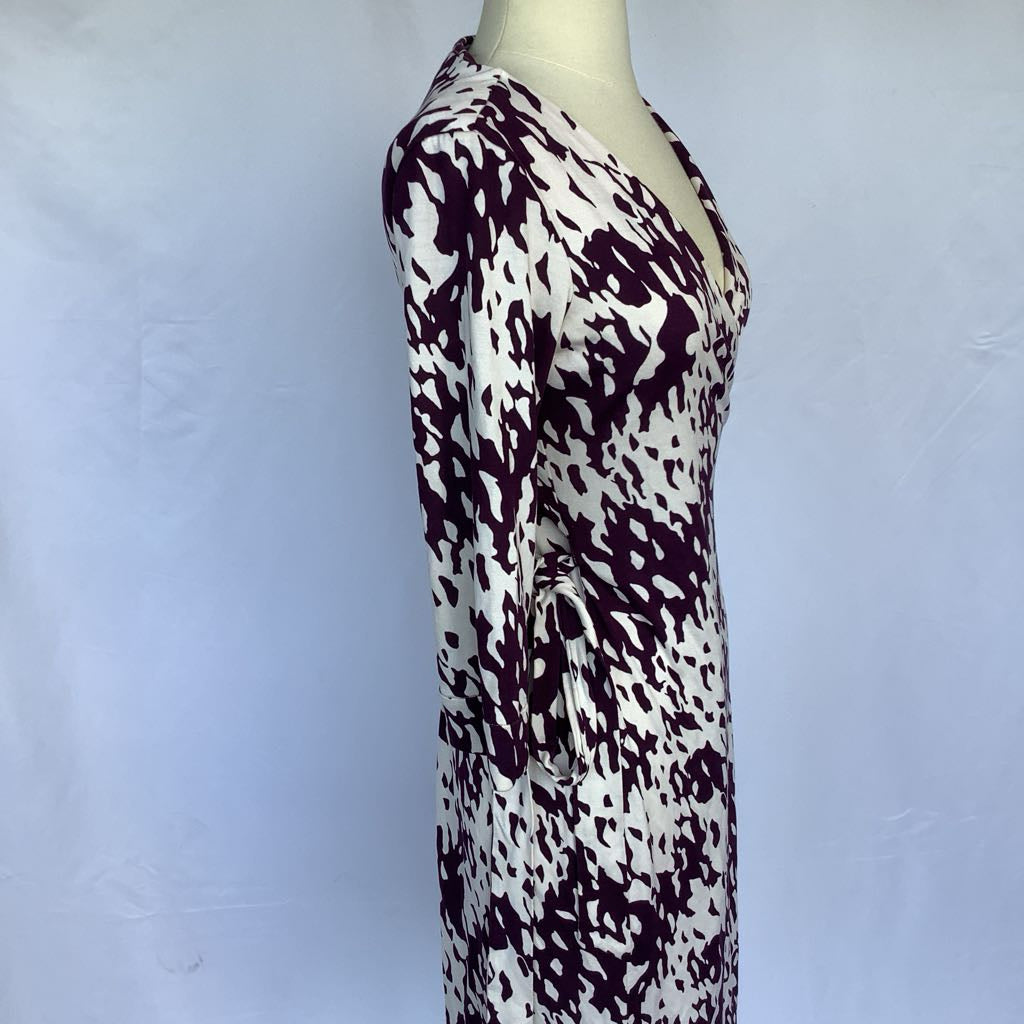 Diane von Furstenberg New Julian Two Silk Purple & White Print Wrap Dress