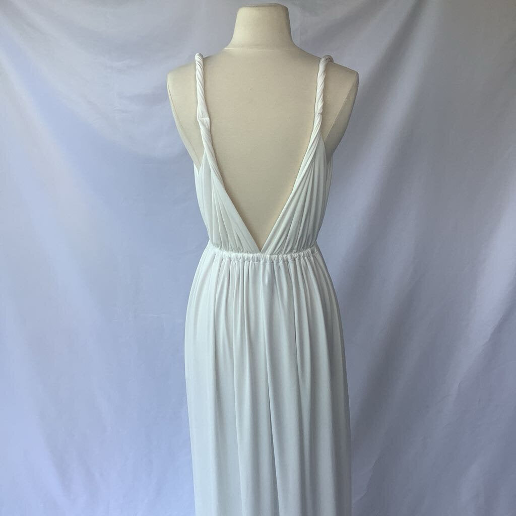White Twist Halter Top Maxi Dress
