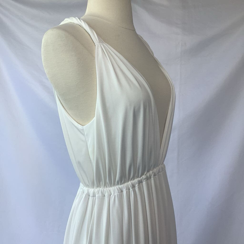 White Twist Halter Top Maxi Dress