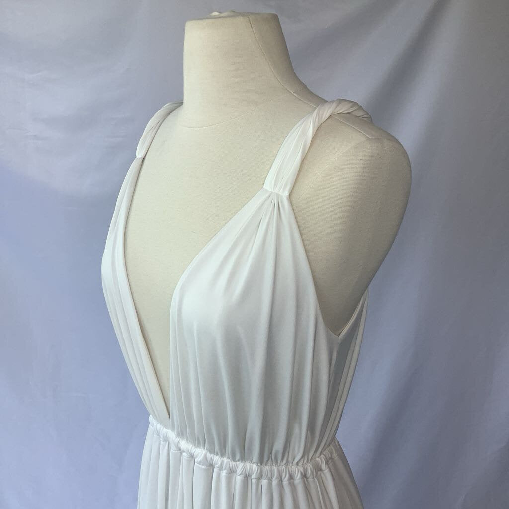 White Twist Halter Top Maxi Dress