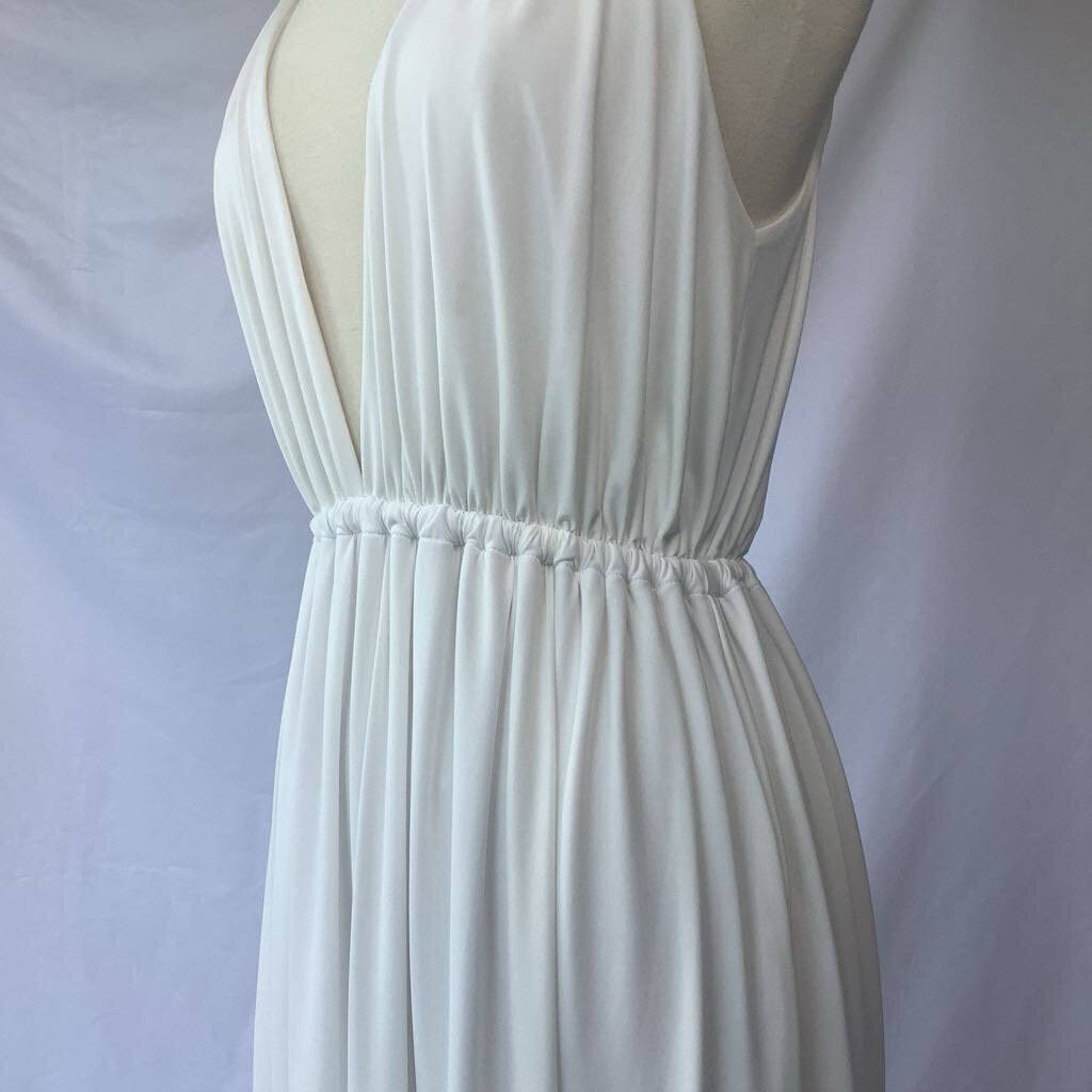 White Twist Halter Top Maxi Dress