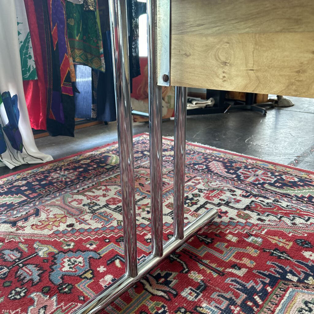 Harvey Probber Style Mid Century Glass, Chrome and Cane Dining Table