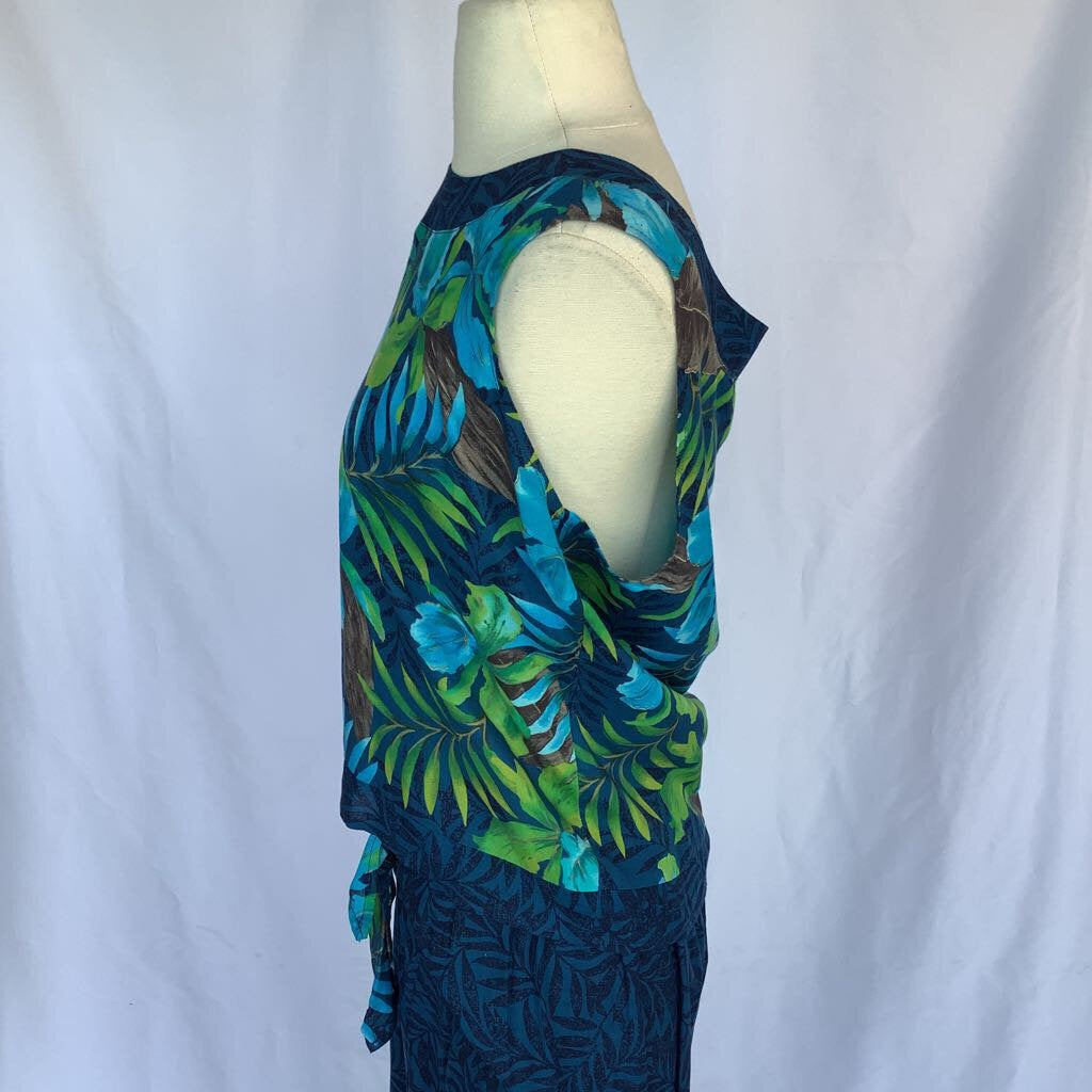 1990s Units 2 Piece Tropical Faux Sarang Maxi Skirt w/ Tank Top