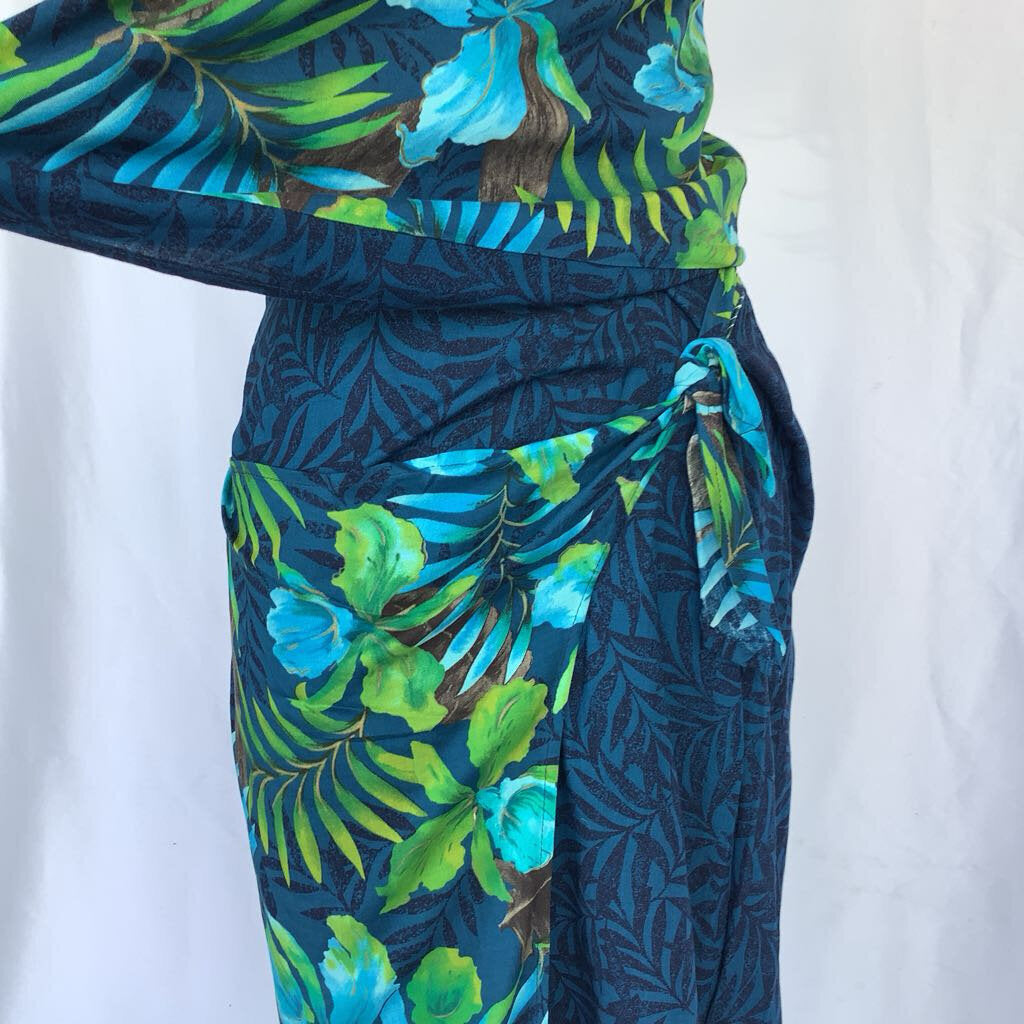 1990s Units 2 Piece Tropical Faux Sarang Maxi Skirt w/ Tank Top