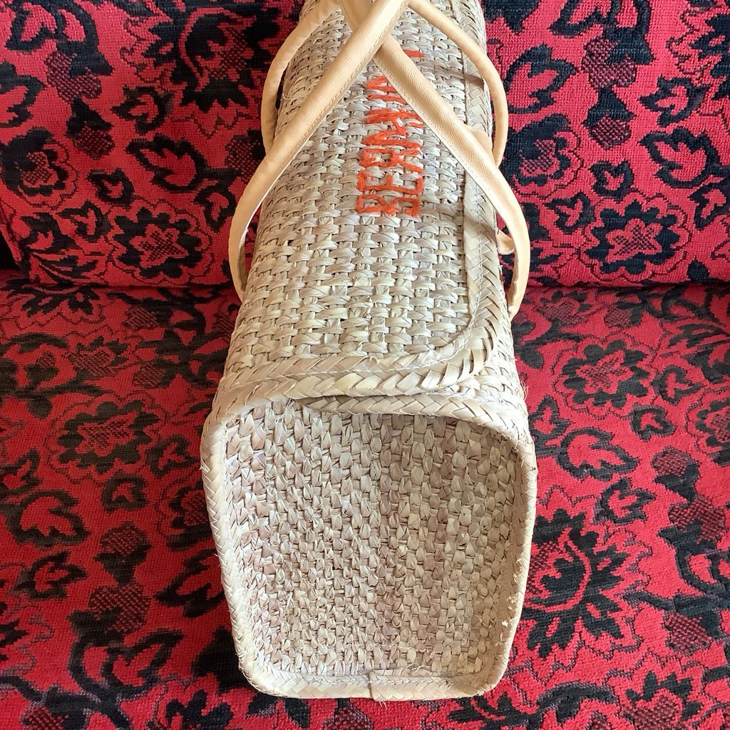 Amazing Vintage Large Straw Bag w Embellishment