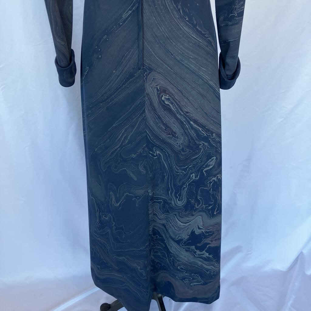 1970s Maxi Navy Watercolor Print Maxi