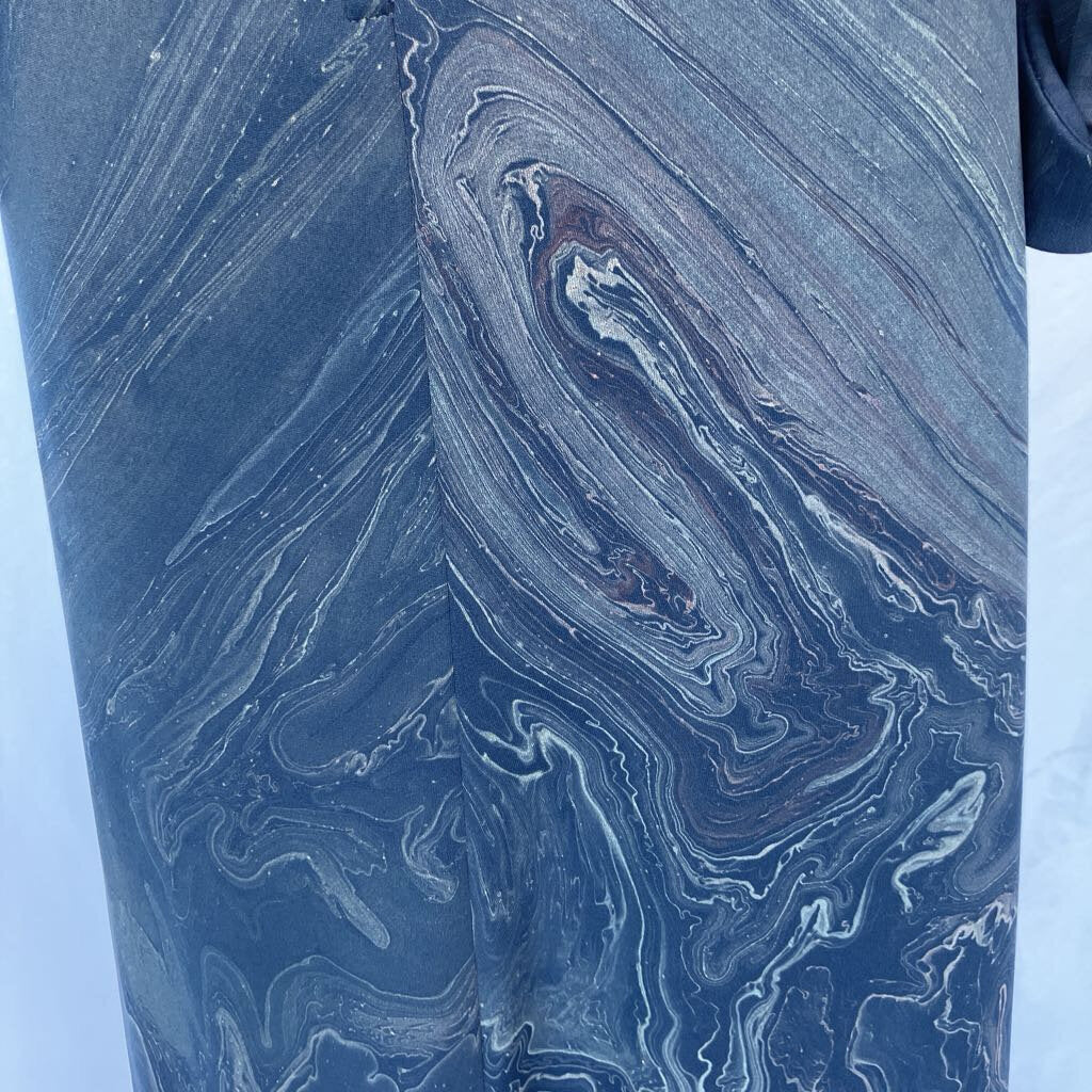 1970s Maxi Navy Watercolor Print Maxi