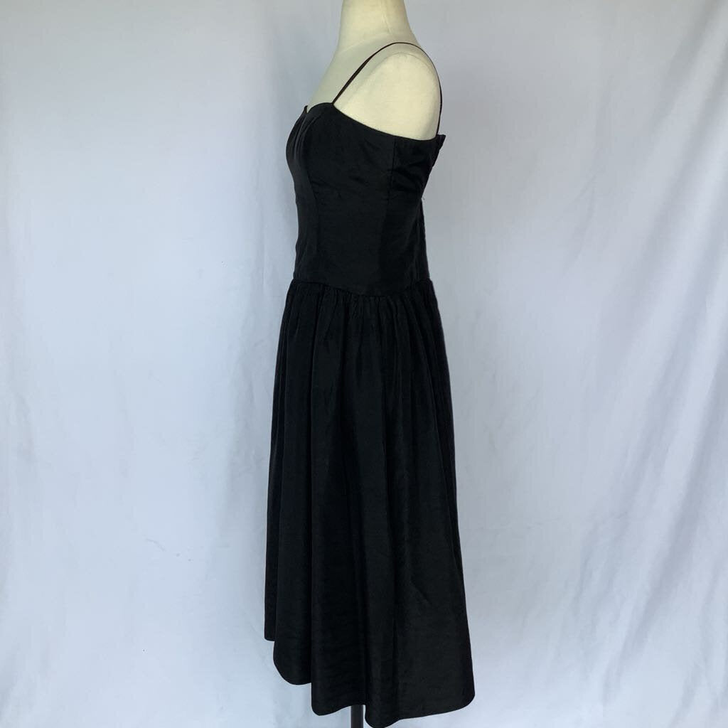 1990s Black Taffeta Cocktail Dress