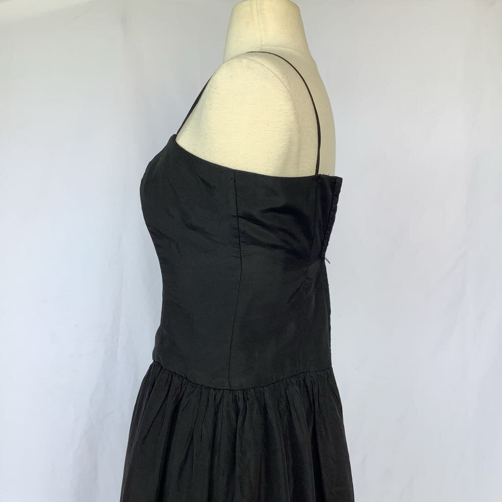 1990s Black Taffeta Cocktail Dress