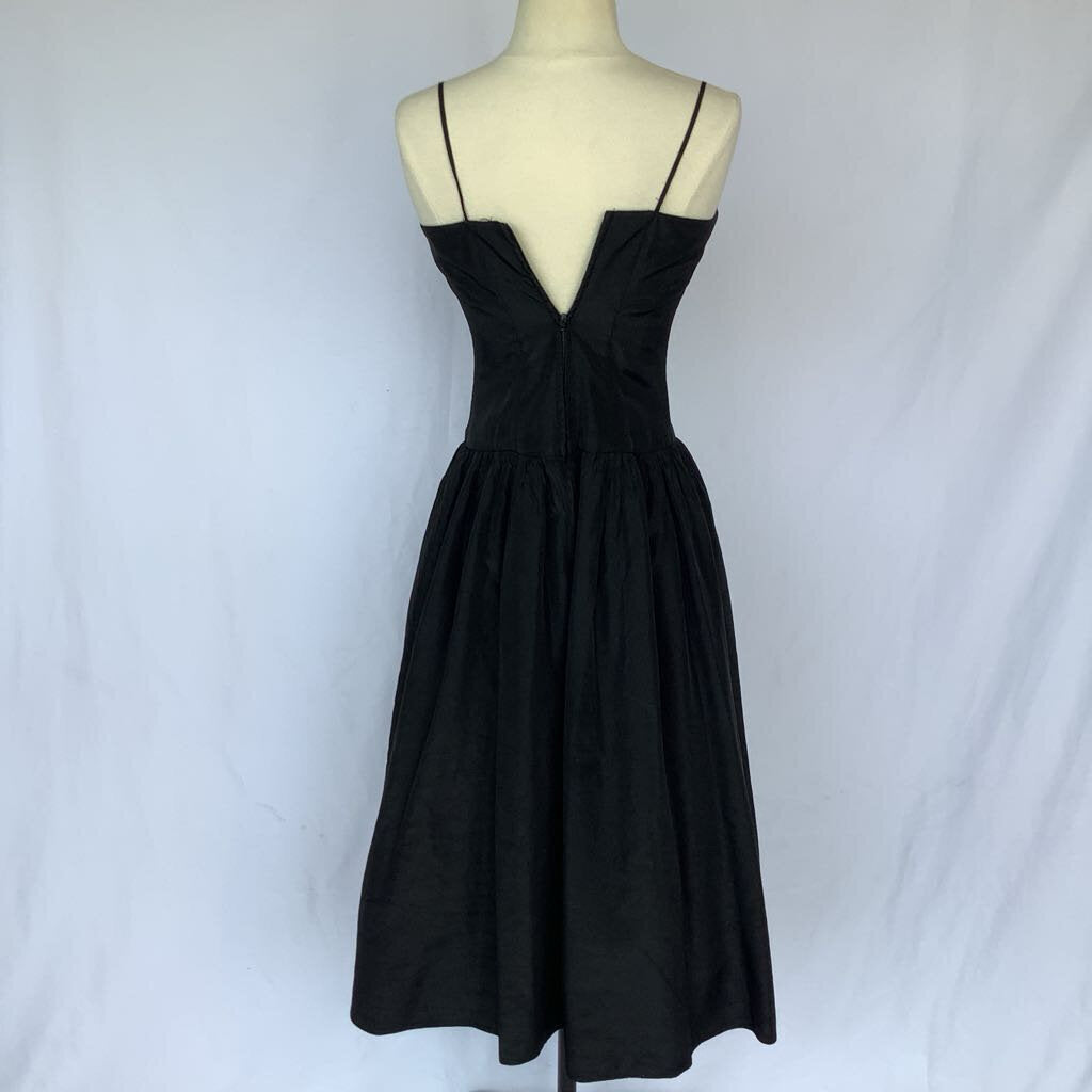 1990s Black Taffeta Cocktail Dress