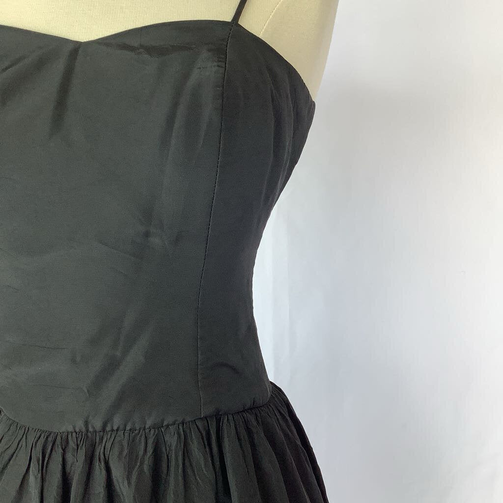 1990s Black Taffeta Cocktail Dress