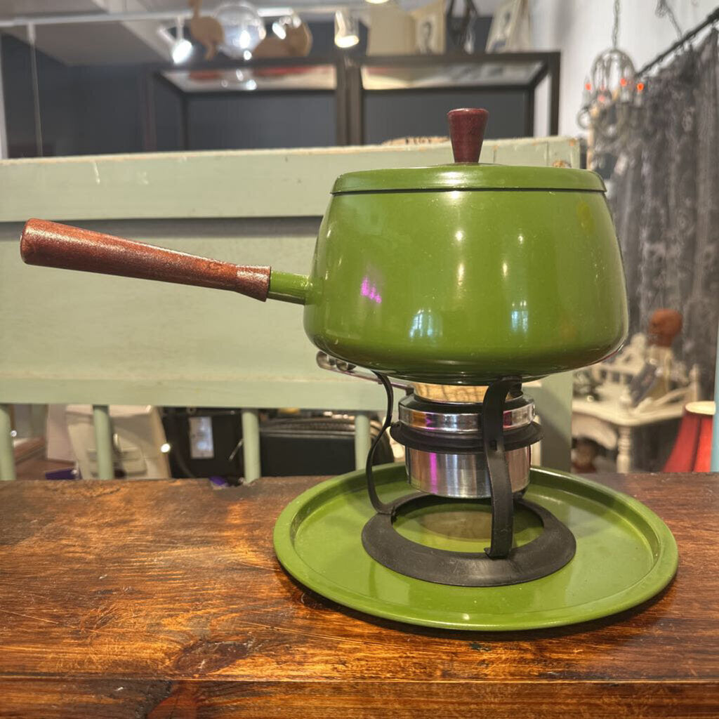 1970s Avocado Green Fondue Pot