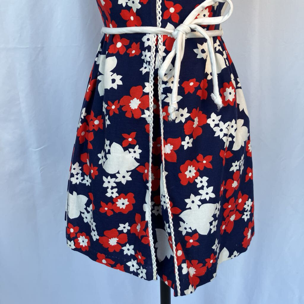 1960s Red, White & Blue Floral Romper