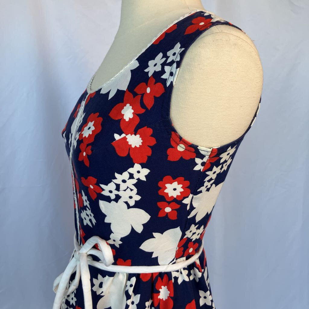 1960s Red, White & Blue Floral Romper