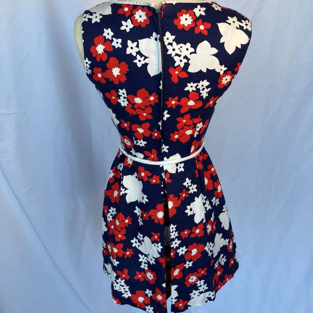 1960s Red, White & Blue Floral Romper