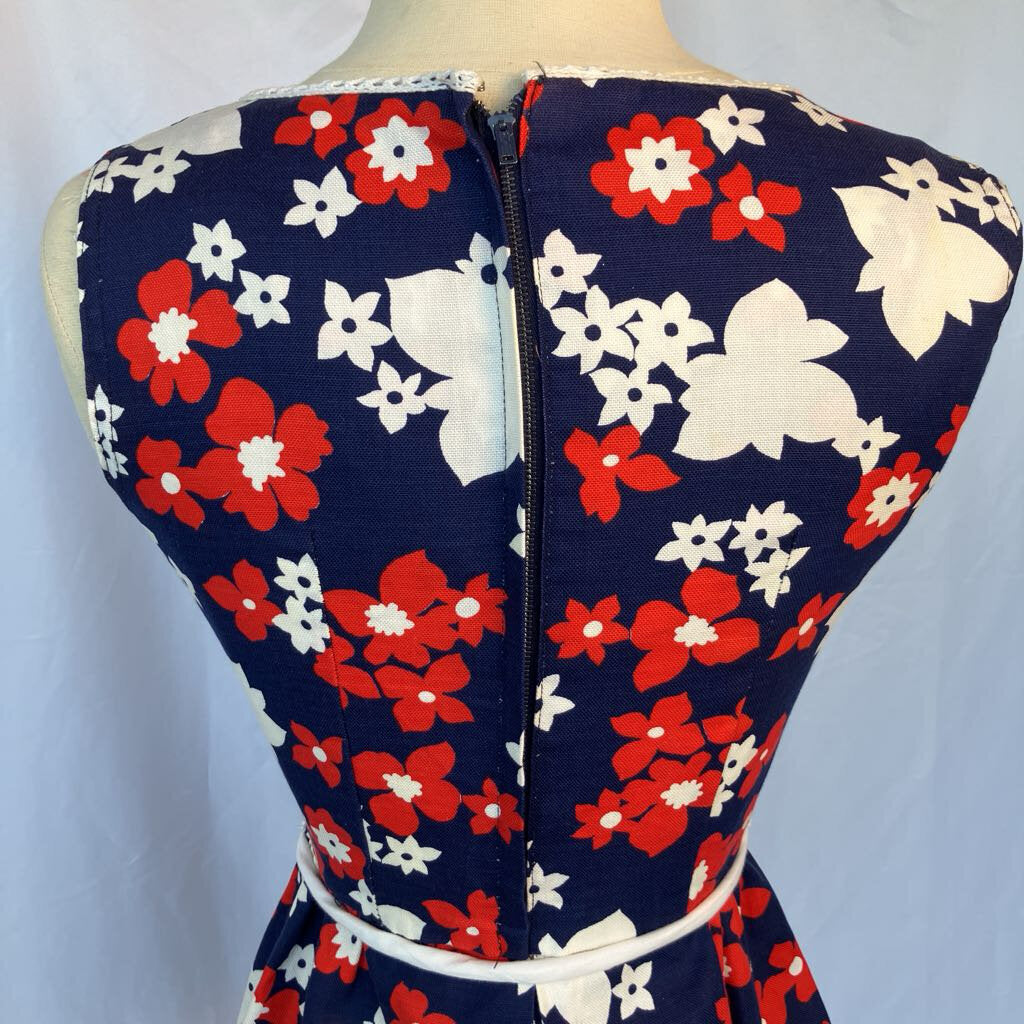 1960s Red, White & Blue Floral Romper