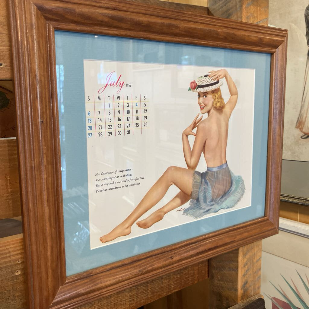 July 1952 Original Pinup Calendar Page