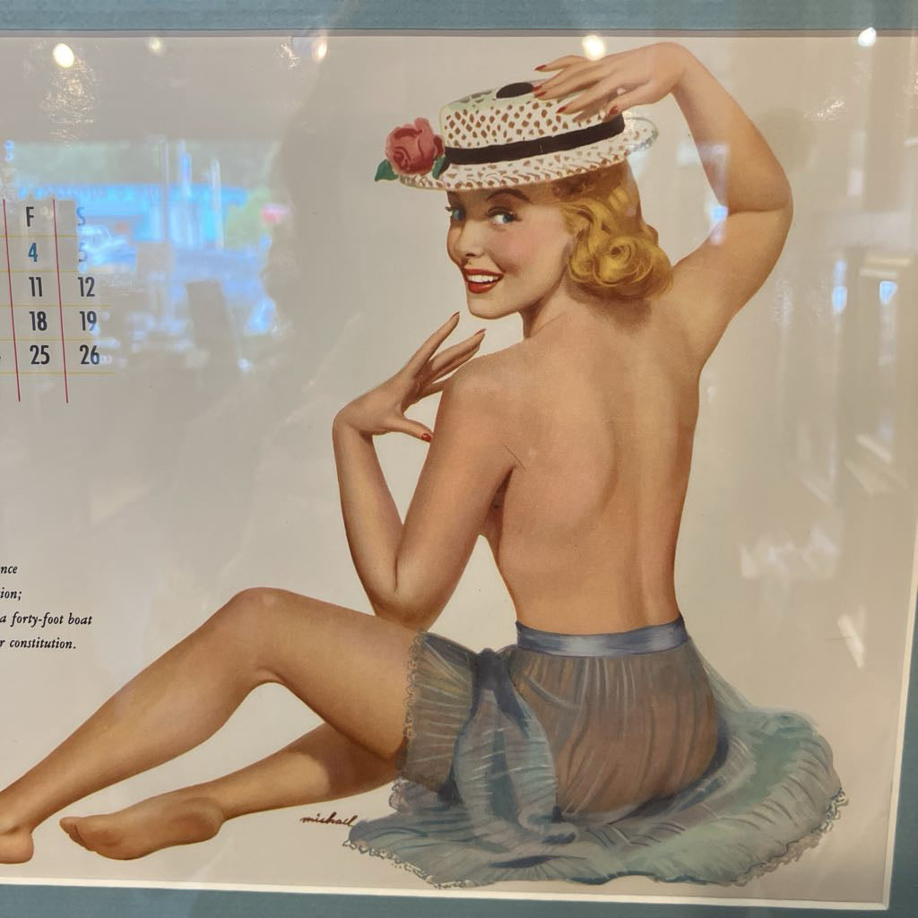 July 1952 Original Pinup Calendar Page