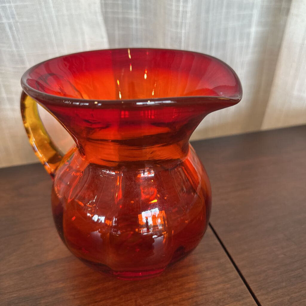 Vintage Blenko Red Amberina Art Glass Pitcher