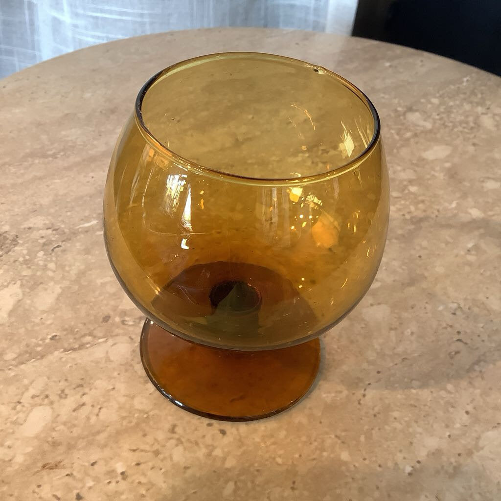 Vintage Amber Brandy Glass Set