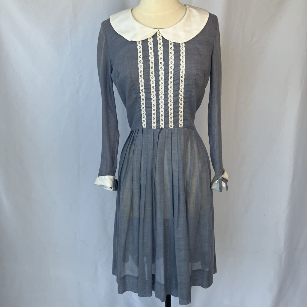 1960s Grey Day Dress with Peter Pan Collar