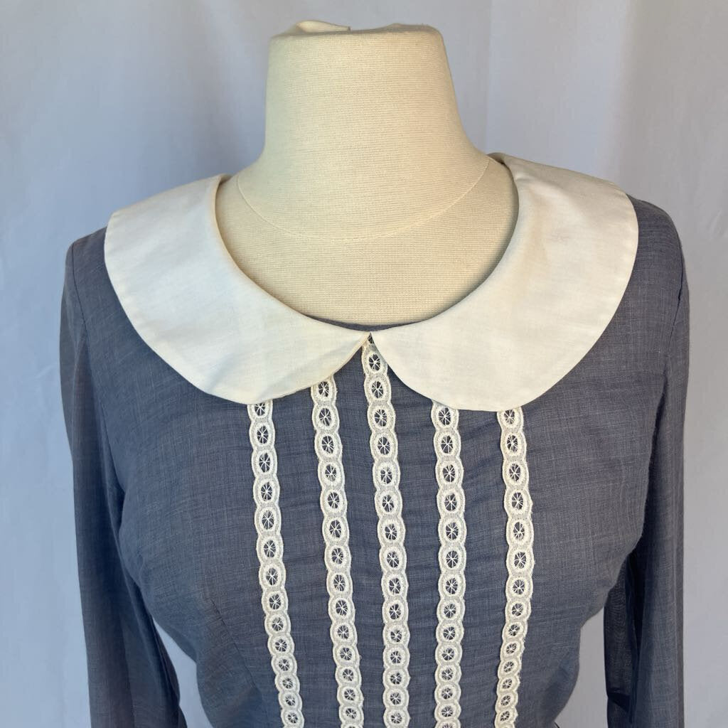 1960s Grey Day Dress with Peter Pan Collar