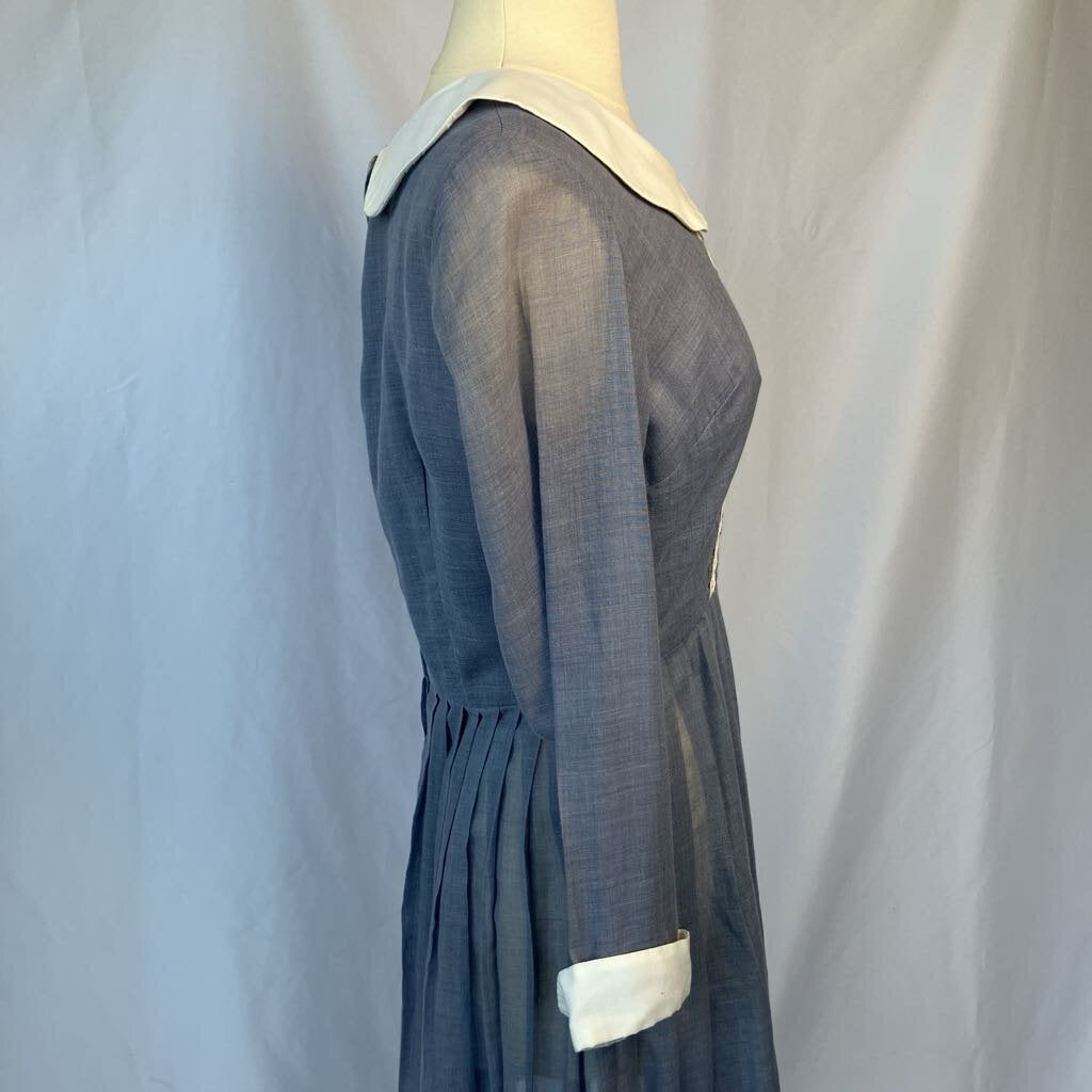 1960s Grey Day Dress with Peter Pan Collar