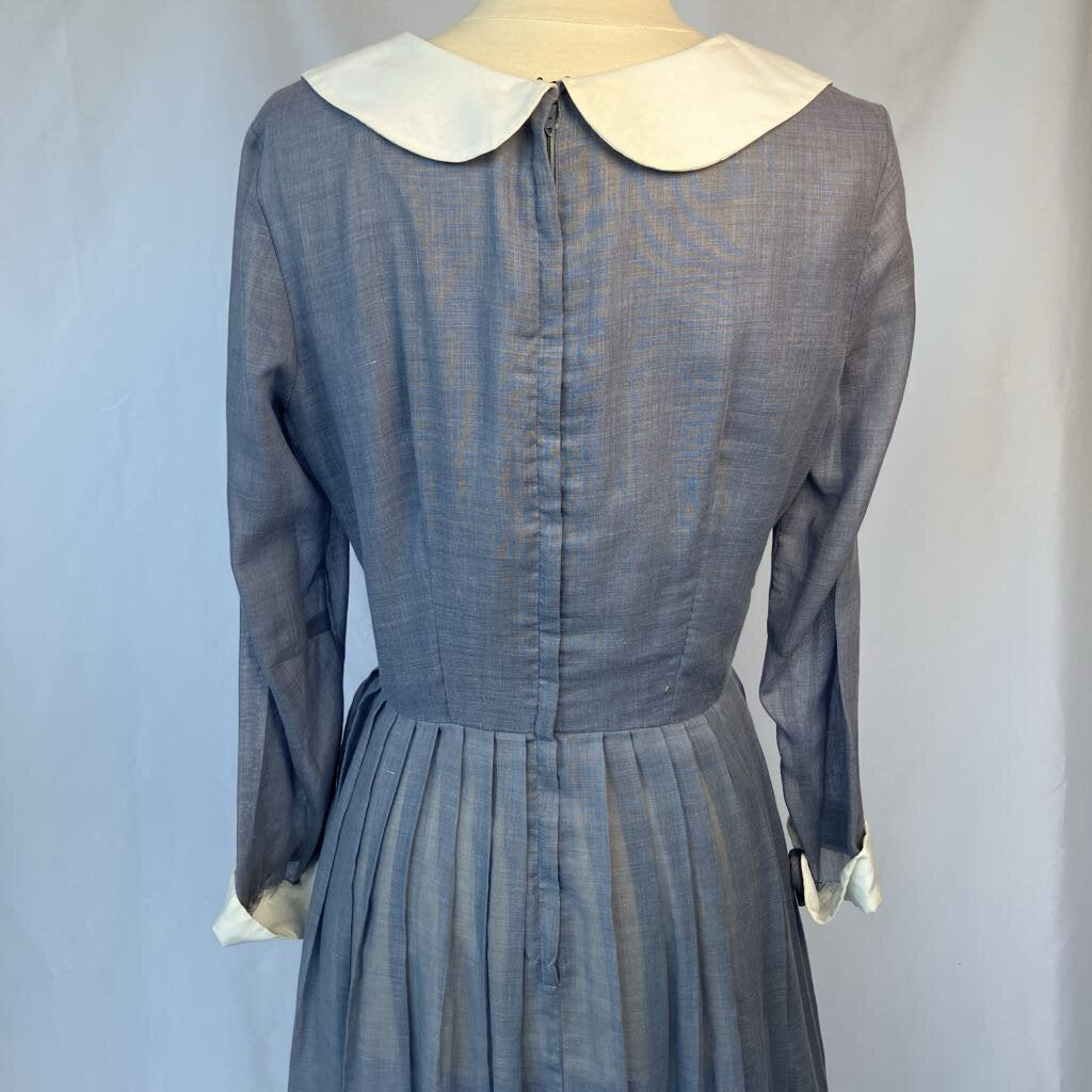 1960s Grey Day Dress with Peter Pan Collar