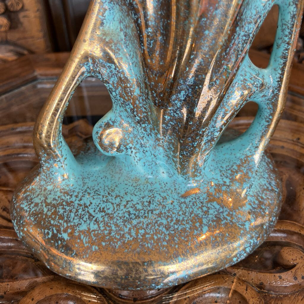 1950s Ceramic Blue and Gold Flamingo