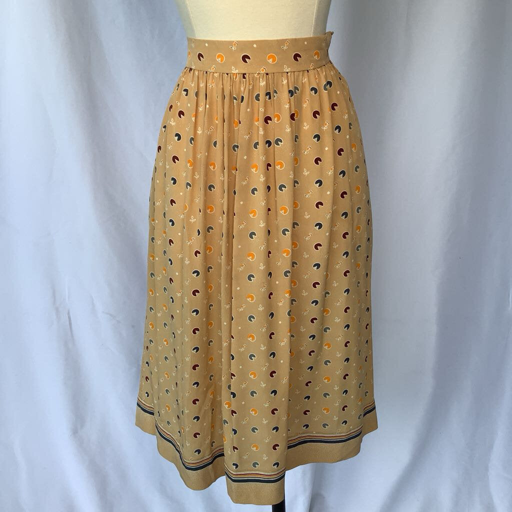 1980s Cream Floral Skirt