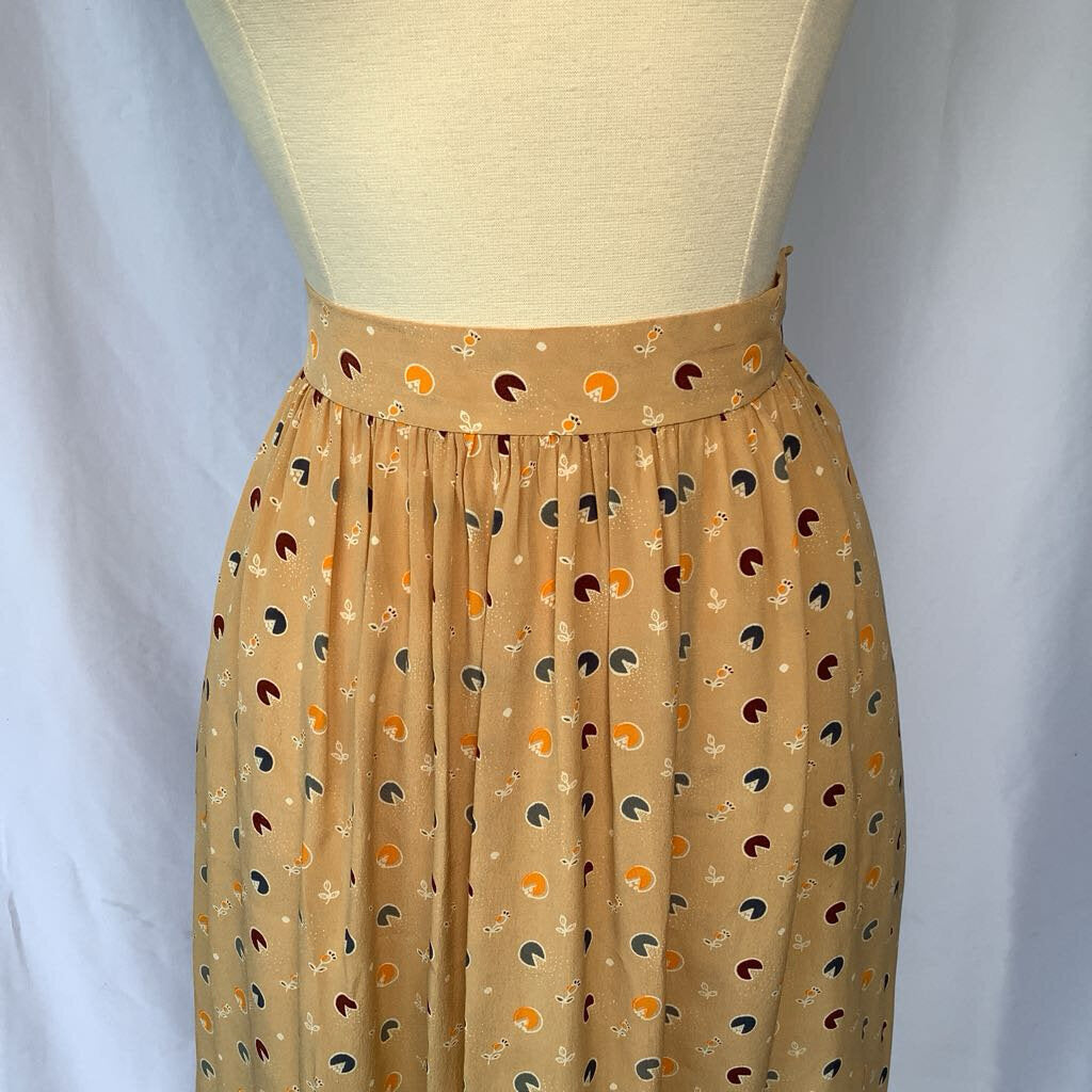 1980s Cream Floral Skirt