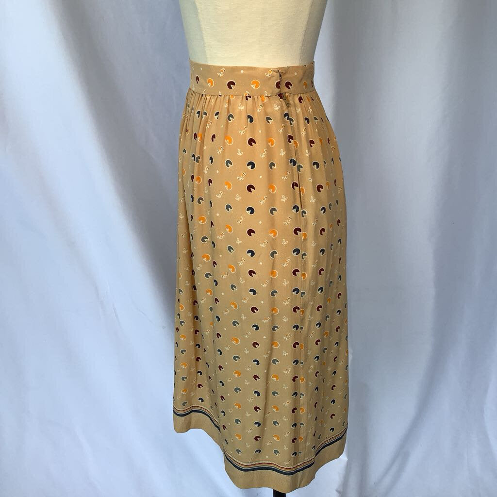 1980s Cream Floral Skirt