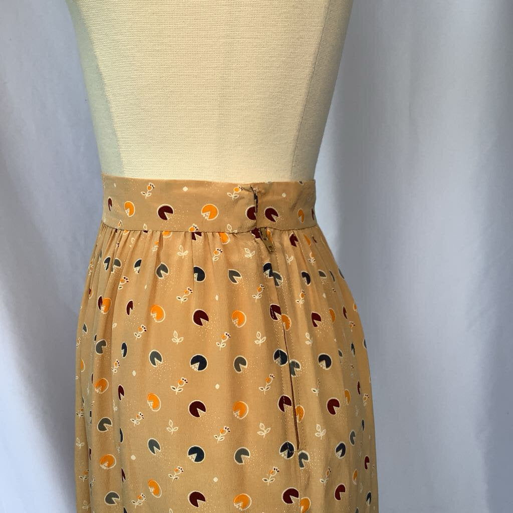 1980s Cream Floral Skirt