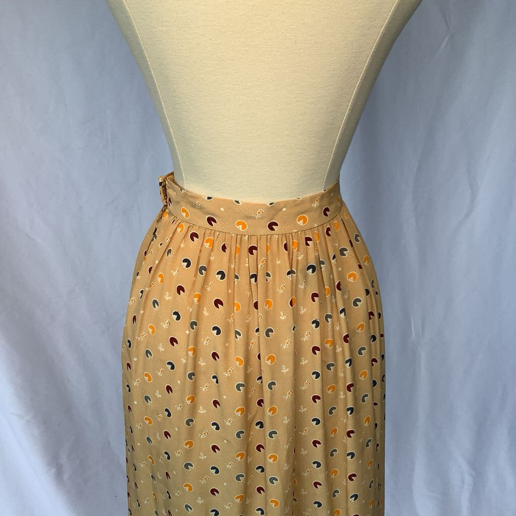1980s Cream Floral Skirt