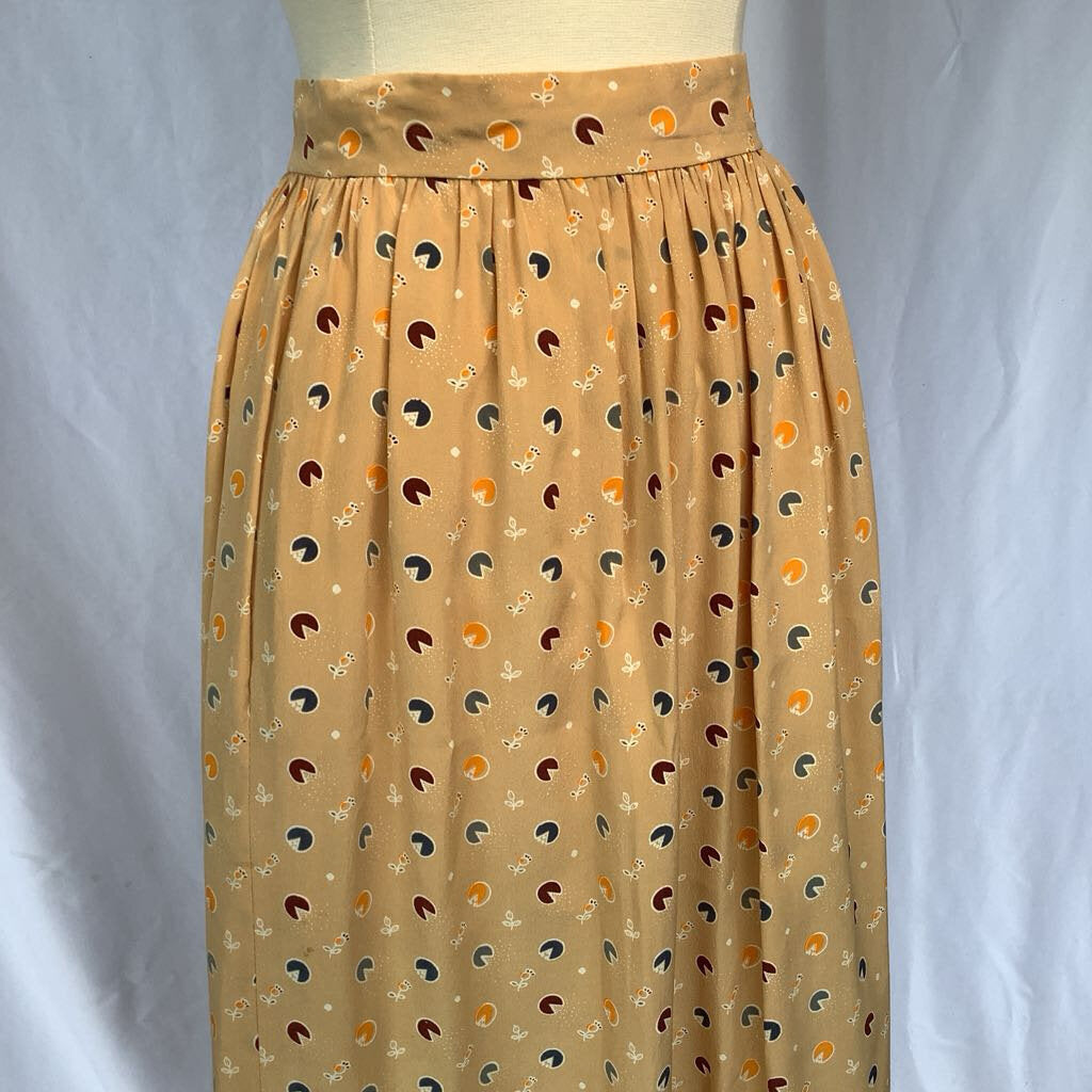 1980s Cream Floral Skirt