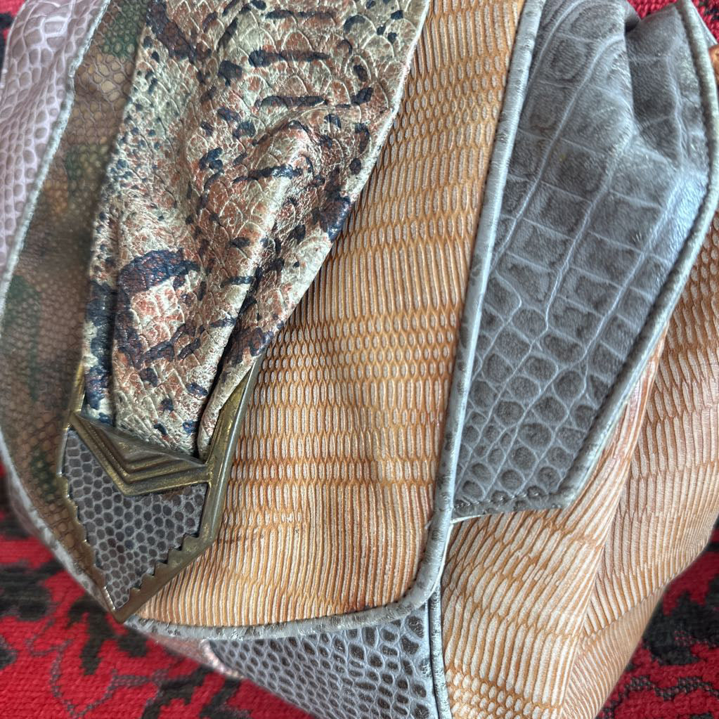 1980s SHARIF USA Snakeskin Patchwork Crossbody