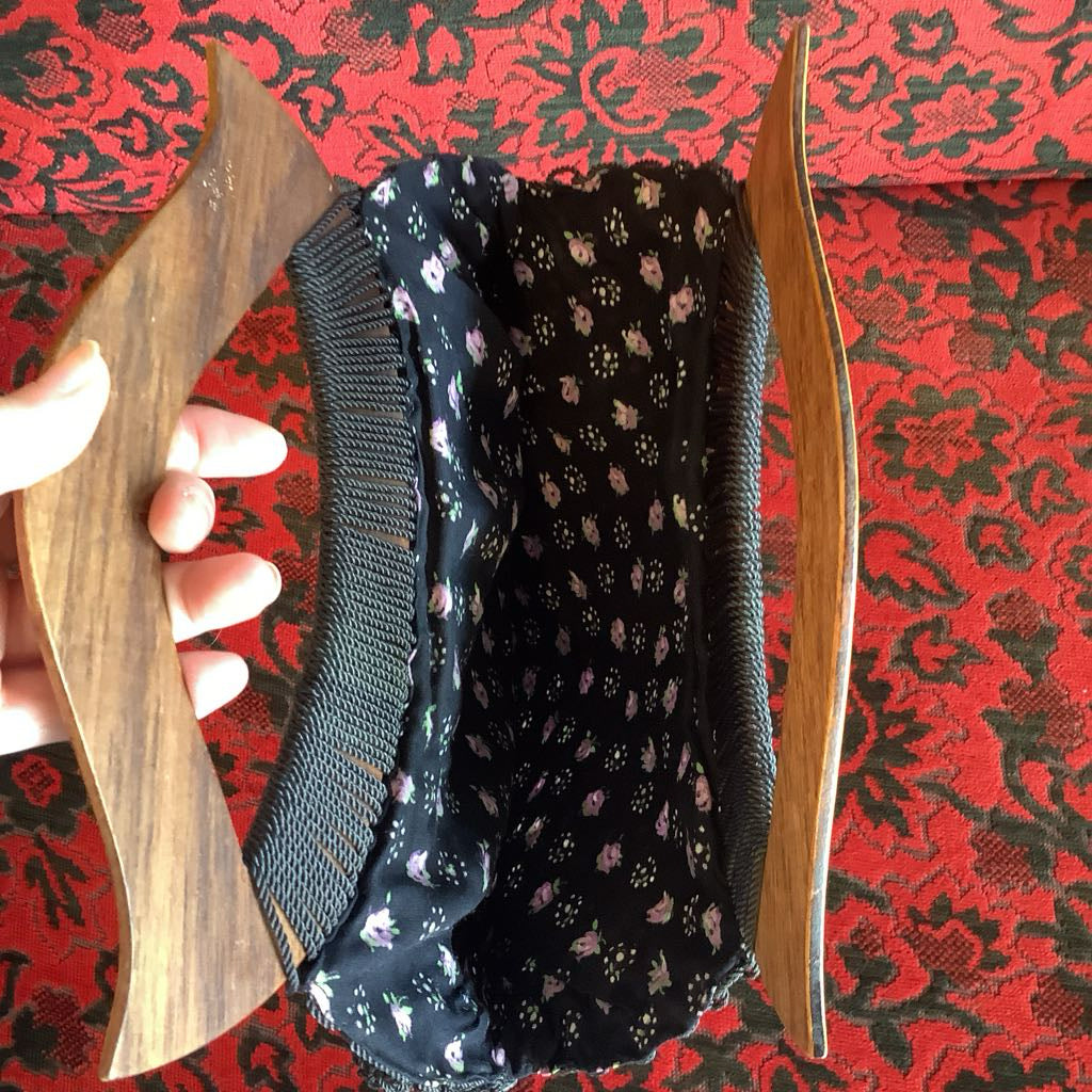 Vintage Black Woven Rope Clutch Bag