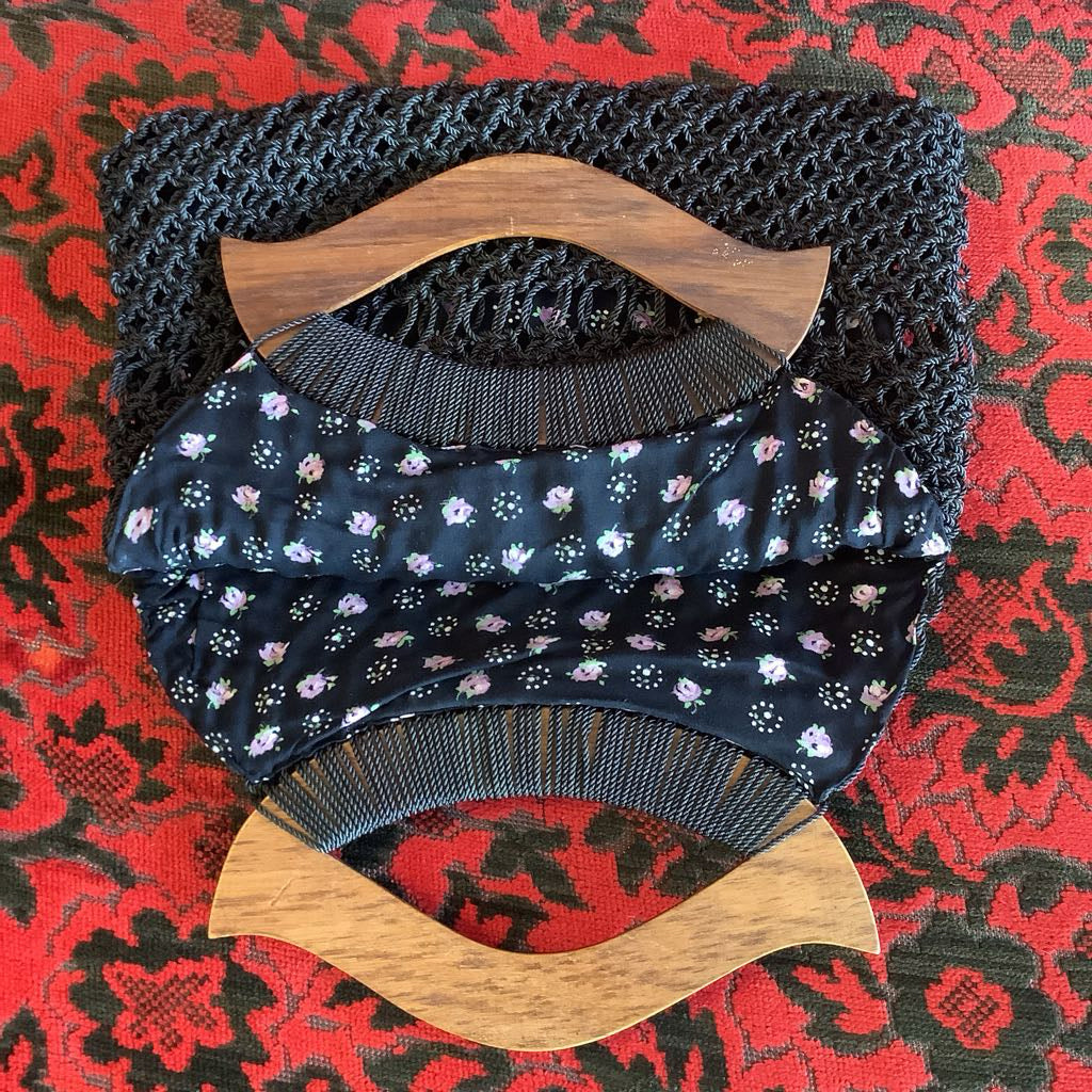 Vintage Black Woven Rope Clutch Bag